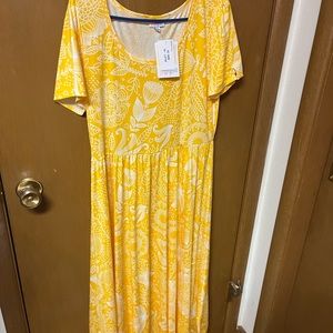 LULARoe soft yellow Riley dress never worn Xl